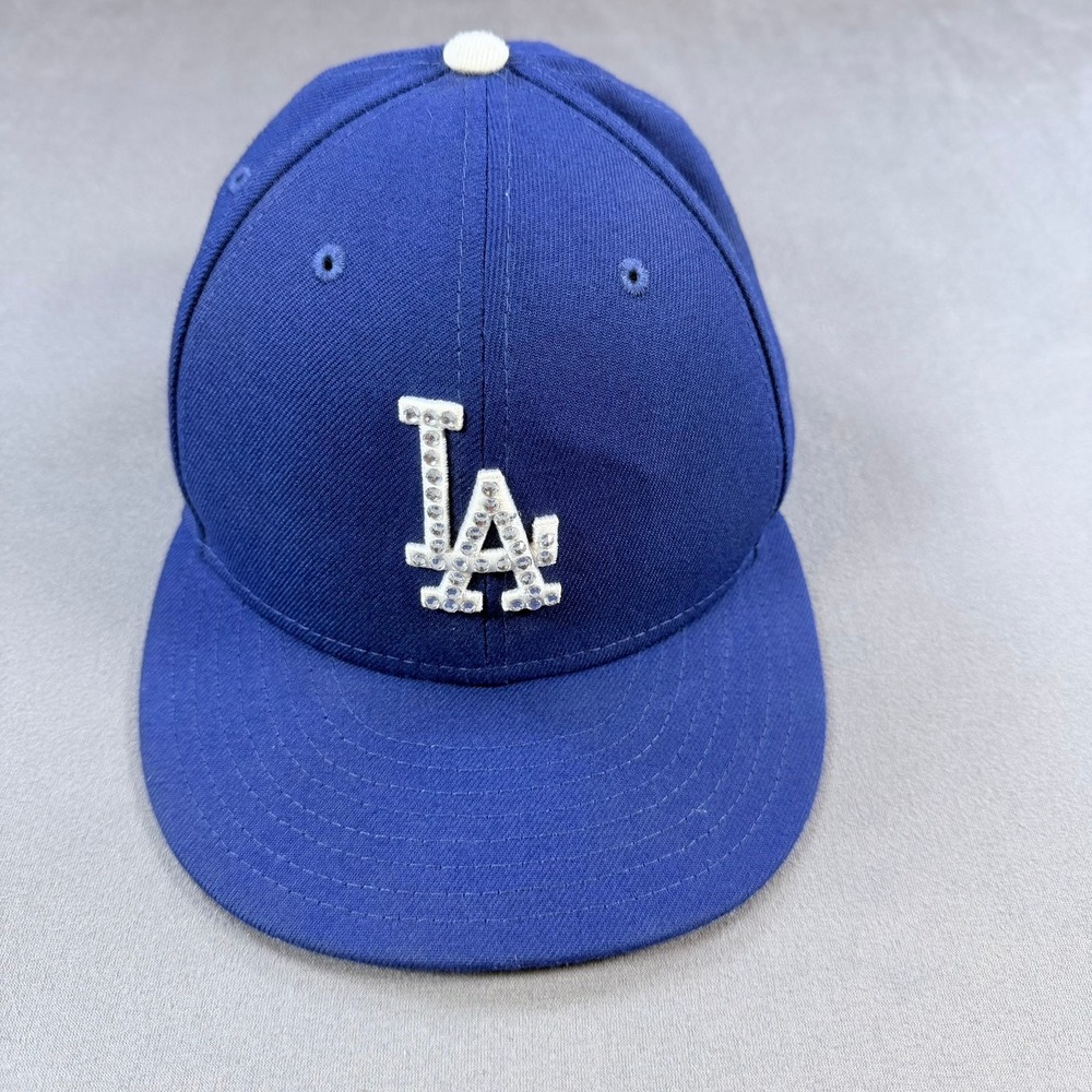 New Era Mens 7 3/8 Blue Polyester LA Dodgers Rhinestone 59FIFTY Fitted Hat MLB